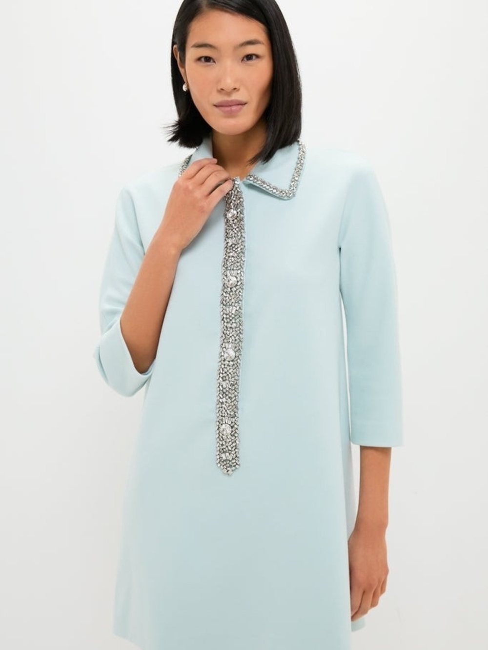 Tuckernuck Nicola Embellished Shift Dress - Ice Blue Size M - special occasion